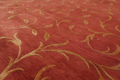 Knotted Rug Red Gold Hand Knotted Multi Size Wool and Silk Tibetan Transitional Rugs