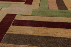 3x5 Beige, Rust, Mint Color Hand Knotted Peshawar 100% Wool Modern Oriental Rug