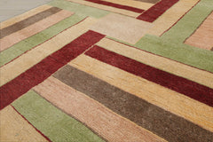 3x5 Beige, Rust, Mint Color Hand Knotted Peshawar 100% Wool Modern Oriental Rug