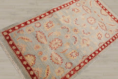 3x5 Powder Blue, Rust, Beige Color Hand Knotted Chobi Peshawar 100% Wool Traditional Oriental Rug