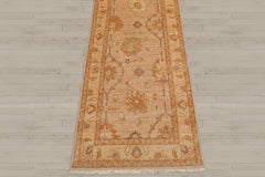2'6x10 Tan, Caramel, Beige Color Hand Knotted Peshawar 100% Wool Traditional Oriental Rug