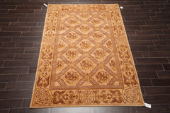 6x9 Caramel, Gold, Brown Color Hand Knotted Tibetan 100% Wool Traditional Oriental Rug