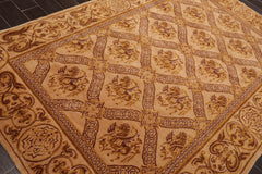 6x9 Caramel, Gold, Brown Color Hand Knotted Tibetan 100% Wool Traditional Oriental Rug
