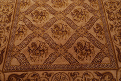 6x9 Caramel, Gold, Brown Color Hand Knotted Tibetan 100% Wool Traditional Oriental Rug