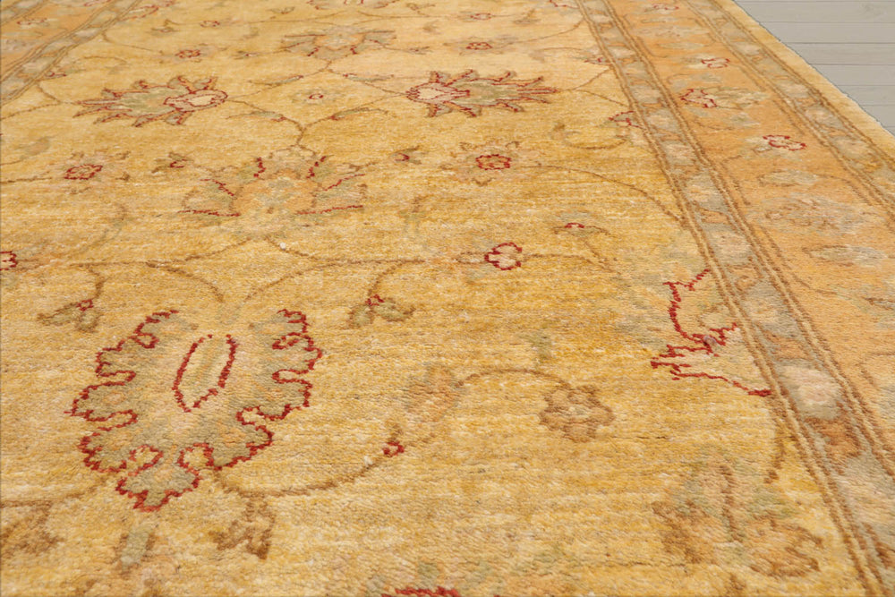 Runner Beige, Gold, Slate Color Hand Knotted Chobi Peshawar 100% Wool Traditional Oriental Rug