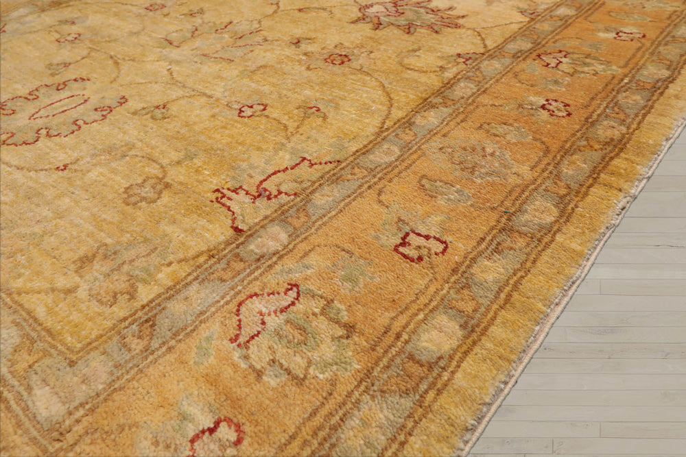 Runner Beige, Gold, Slate Color Hand Knotted Chobi Peshawar 100% Wool Traditional Oriental Rug