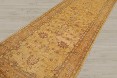 Runner Beige, Gold, Slate Color Hand Knotted Chobi Peshawar 100% Wool Traditional Oriental Rug