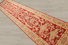Runner Rust, Beige, Brown Color Hand Knotted Chobi Peshawar 100% Wool Traditional Oriental Rug