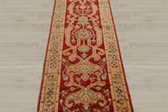 Runner Rust, Beige, Brown Color Hand Knotted Chobi Peshawar 100% Wool Traditional Oriental Rug