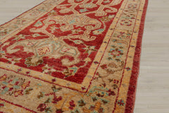 Runner Rust, Beige, Brown Color Hand Knotted Chobi Peshawar 100% Wool Traditional Oriental Rug