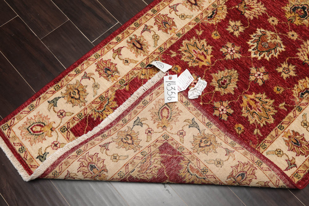 3x5 Rusty Red, Beige, Sage Color Hand Knotted Agra 100% Wool Traditional Oriental Rug