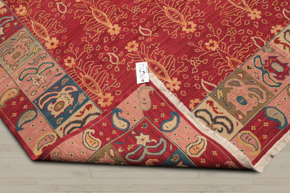 6x9 Rust, Mint, Raspberry Color Hand Knotted 100% Wool Traditional Oriental Rug