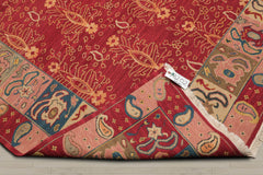 6x9 Rust, Mint, Raspberry Color Hand Knotted 100% Wool Traditional Oriental Rug