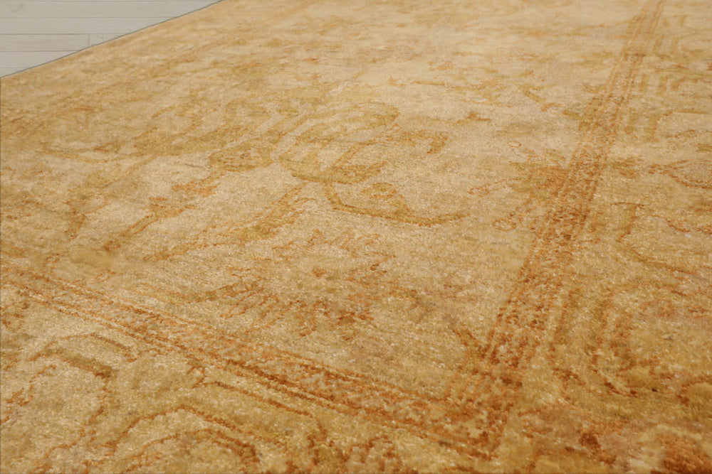 4x6 Light Gold, Brown, Green Color Hand Knotted Chobi Peshawar 100% Wool Traditional Oriental Rug