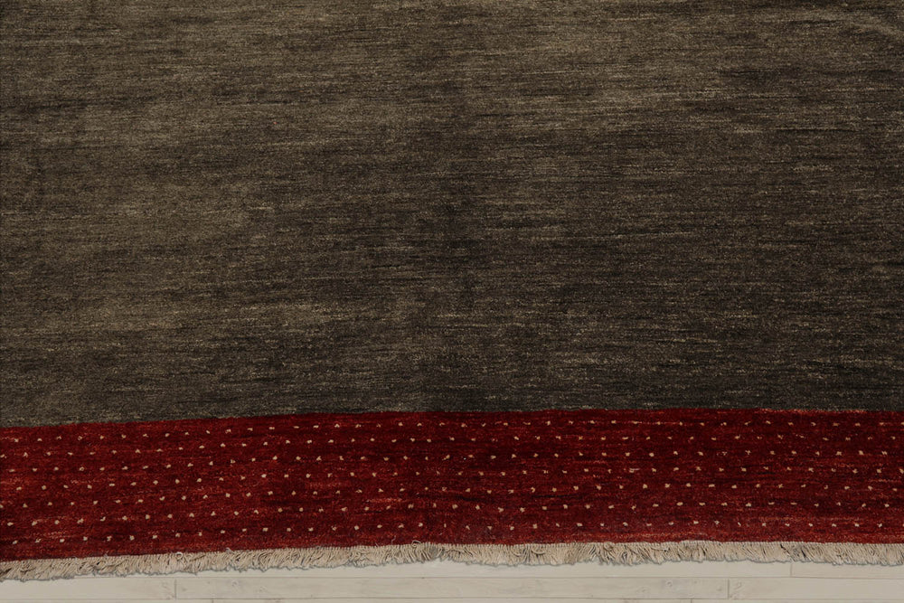 8' Square Mossy Gray, Rusty Red, Beige Color Hand Knotted Gabbeh 100% Wool Modern Oriental Rug