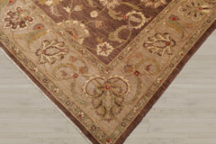 9x12 Brown, Tan, Sage Color Hand Knotted Chobi Peshawar 100% Wool Traditional Oriental Rug