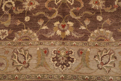 9x12 Brown, Tan, Sage Color Hand Knotted Chobi Peshawar 100% Wool Traditional Oriental Rug