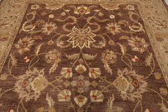 9x12 Brown, Tan, Sage Color Hand Knotted Chobi Peshawar 100% Wool Traditional Oriental Rug