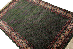 4x6 Green, Ivory, Blue Color Hand Knotted Wool Traditional Oriental Rug