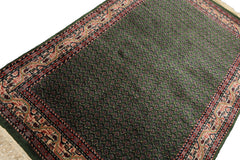 4x6 Green, Ivory, Blue Color Hand Knotted Wool Traditional Oriental Rug