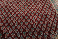 3x5 Maroon, Ivory, Aqua Color Hand Knotted Wool Traditional Oriental Rug