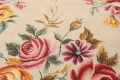 4x6 Ivory, Gray, Black Color Hand Knotted French Aubusson Needlepoint Wool Traditional Oriental Rug