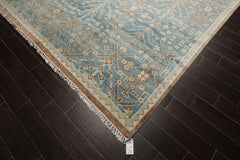 Multi Size Aqua Beige Gray Color Hand Knotted Oushak Wool Transitional Oriental Rug