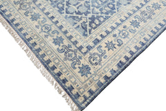 Knotted Rug Blue Gold Hand Knotted Multi Size Wool Oushak Transitional Rugs