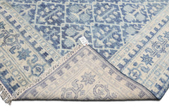 Knotted Rug Blue Gold Hand Knotted Multi Size Wool Oushak Transitional Rugs