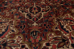 8x11 Rust, Midnight Blue, Rose Color Hand Knotted Heriz 100% Wool Traditional Oriental Rug