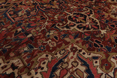 8x11 Rust, Midnight Blue, Rose Color Hand Knotted Heriz 100% Wool Traditional Oriental Rug