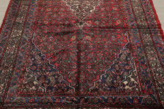 7x11 Red, Ivory, Blue Color Hand Knotted Tabriz 100% Wool Traditional Oriental Rug