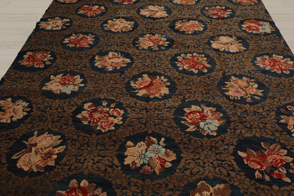 8x10 Blue, Brown, Beige Color Hand Knotted 100% Wool Transitional Oriental Rug