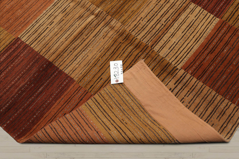 4x6 Rust, Gold, Tan Color Hand Knotted 100% Wool Modern Oriental Rug
