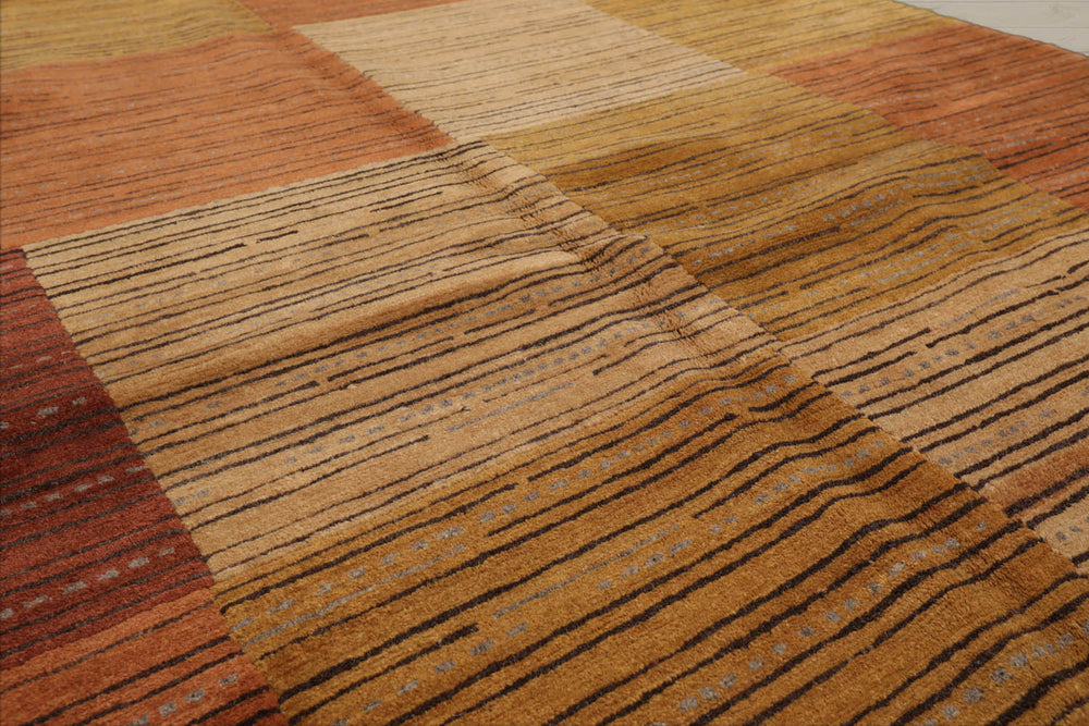 4x6 Rust, Gold, Tan Color Hand Knotted 100% Wool Modern Oriental Rug