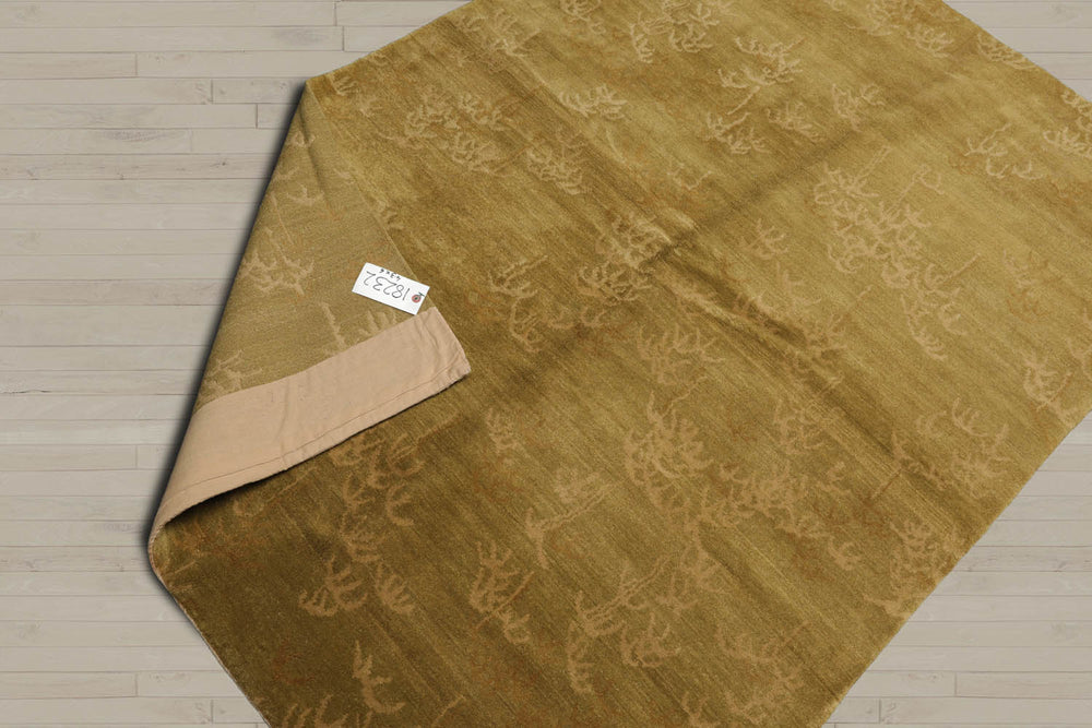 4x6 Lime Tone on Tone, , Color Hand Knotted 100% Wool Transitional Oriental Rug