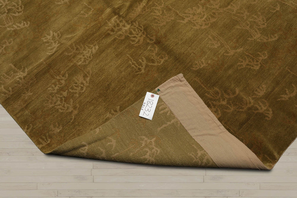 4x6 Lime Tone on Tone, , Color Hand Knotted 100% Wool Transitional Oriental Rug