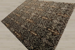 8x10 Brown, Slate, Ivory Color Hand Knotted 100% Wool Transitional Oriental Rug