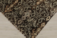 8x10 Brown, Slate, Ivory Color Hand Knotted 100% Wool Transitional Oriental Rug