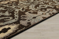 8x10 Brown, Slate, Ivory Color Hand Knotted 100% Wool Transitional Oriental Rug