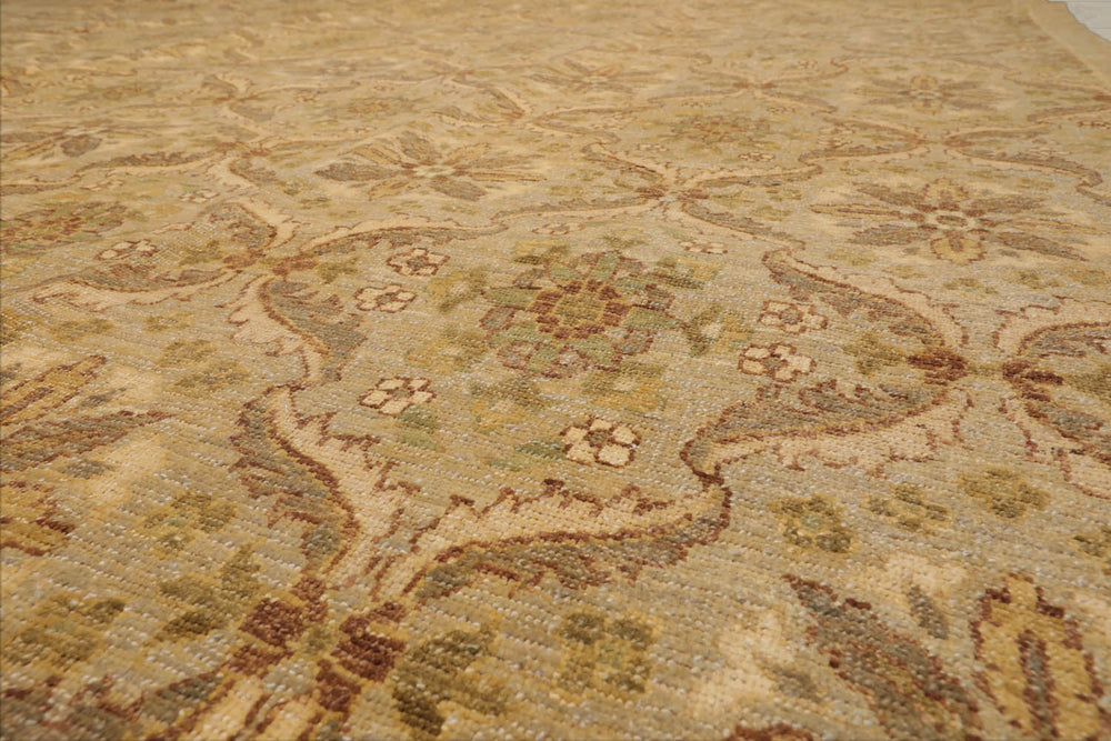 10x14 Tan, Gray, Beige Color Hand Knotted Peshawar 100% Wool Traditional Oriental Rug