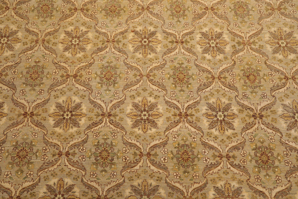 10x14 Tan, Gray, Beige Color Hand Knotted Peshawar 100% Wool Traditional Oriental Rug