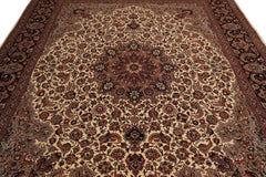 Knotted Rug Ivory Black Hand Knotted 8'x10' Pak Persian Tabriz Traditional 100% Wool Oriental Area Rug