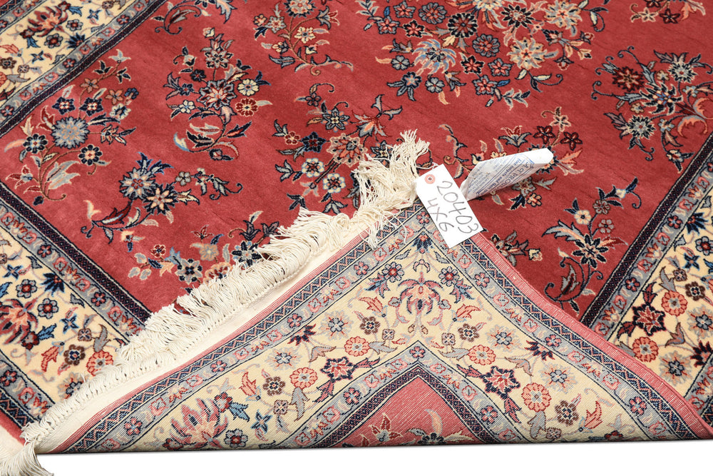 4x6 Rose, Ivory, Aqua Color Hand Knotted Pak Persian New Zealand Wool Traditional Oriental Rug