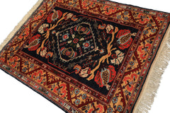 4x6 Navy, Gold, Burgundy Color Hand Knotted Turkish Oushak Wool Oriental Rug