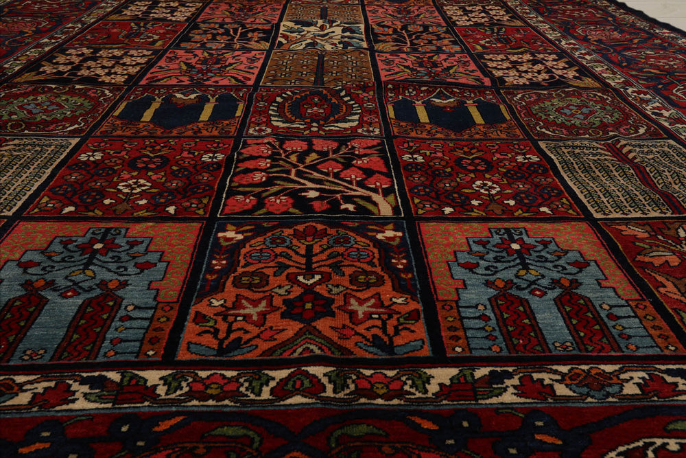 8x11 Navy, Red, Pink Color Hand Knotted Bakhtiari 100% Wool Traditional Oriental Rug