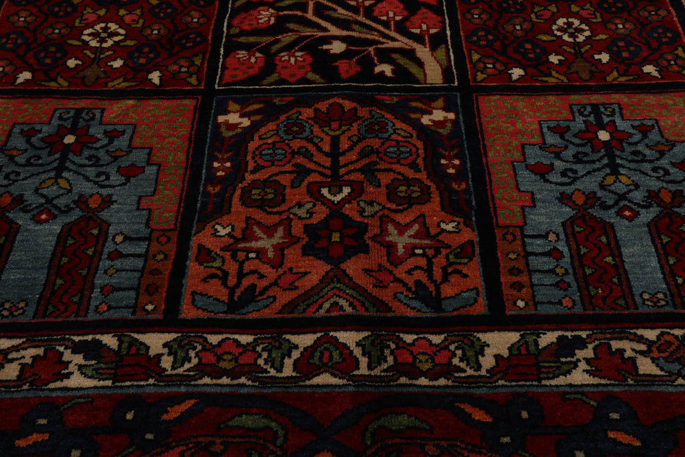 8x11 Navy, Red, Pink Color Hand Knotted Bakhtiari 100% Wool Traditional Oriental Rug