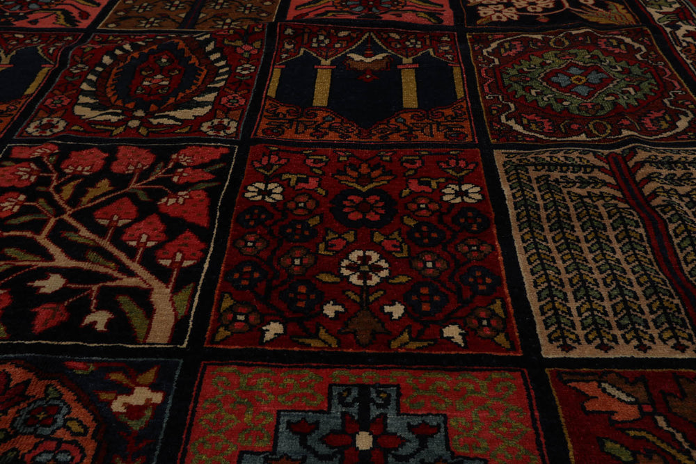 8x11 Navy, Red, Pink Color Hand Knotted Bakhtiari 100% Wool Traditional Oriental Rug