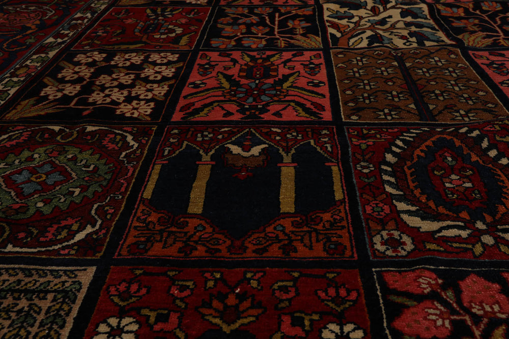 8x11 Navy, Red, Pink Color Hand Knotted Bakhtiari 100% Wool Traditional Oriental Rug