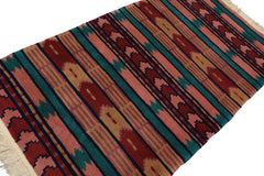 4x6 Turquoise, Blush, Lavender Color Hand Knotted Tibetan Wool Modern & Contemporary Oriental Rug